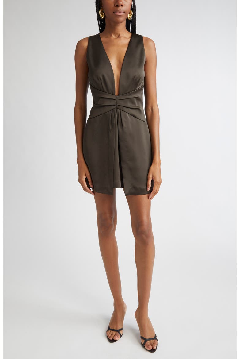 Cassea Plunge Minidress, Main, color, DEEP OLIVE