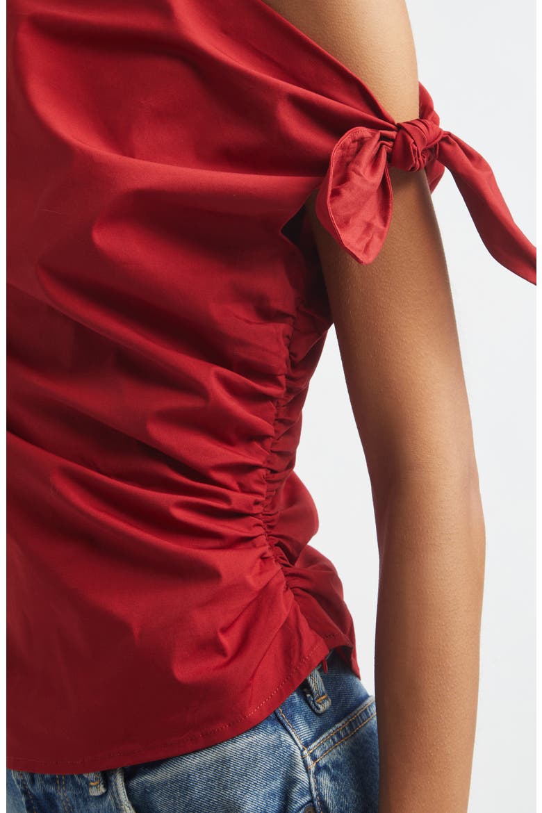 Bellaria One Shoulder Stretch Cotton Top, Alternate, color, ROUGE