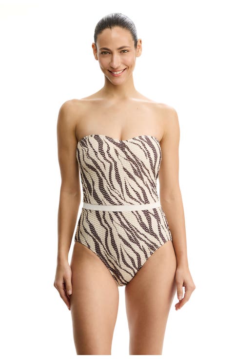 Safari Chic Textured Bandeau One Piece