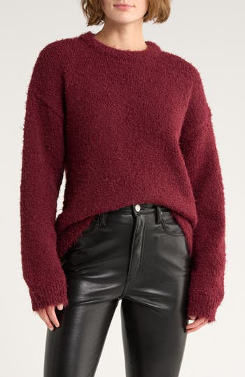 Leith Oversize Eyelash Knit Sweater In Burgundy