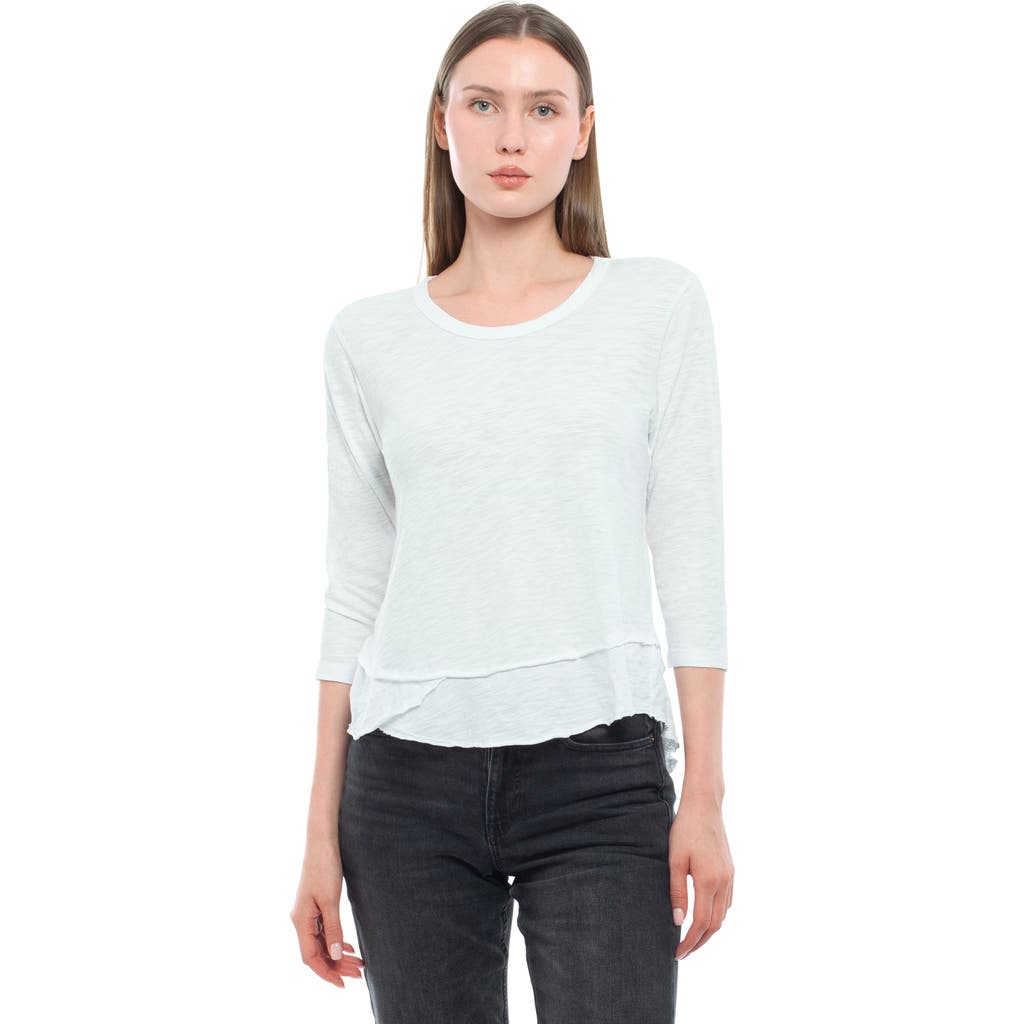 Wilt Clothing Shrunken Crew 3/4 Sleeve Mock Layer Tee In Multi