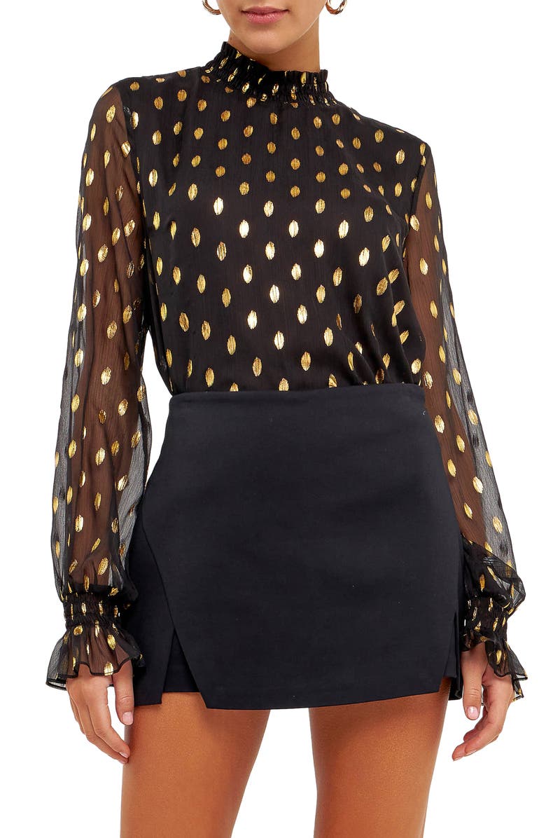 Endless Rose Metallic Polka Dot Chiffon Top, Main, color, 