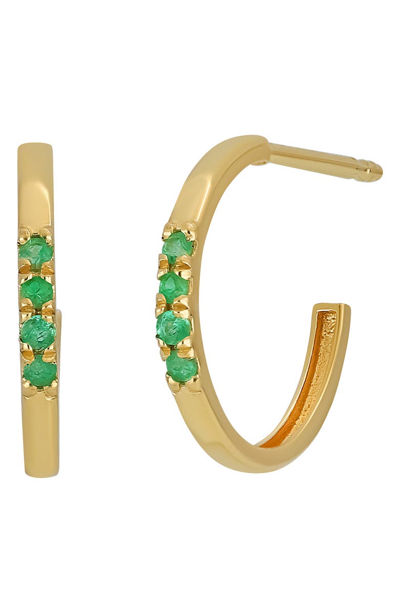Bony Levy 18K Yellow Gold Hoop Earrings, Main, color, 18K Yellow Gold - Emerald
