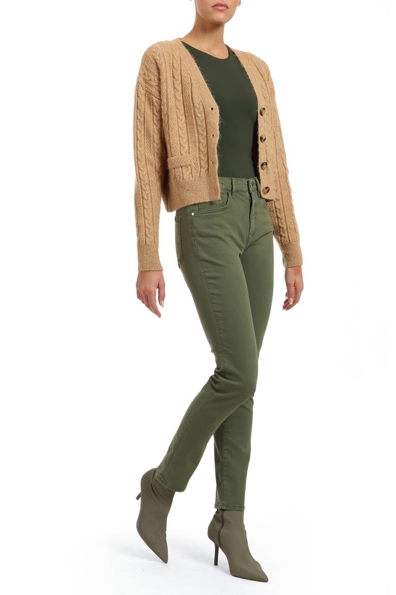 Kathleen High Waist Slim Boyfriend Jeans, Alternate, color, FOREST GREEN