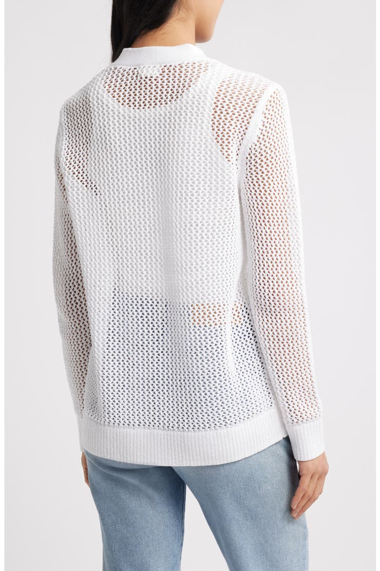 Open Stitch V-Neck Cotton Cardigan, Alternate, color, WHITE