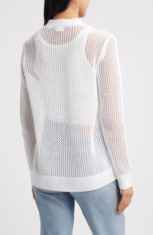 Caslonr Caslon(r) Open Stitch V-neck Cotton Cardigan In White