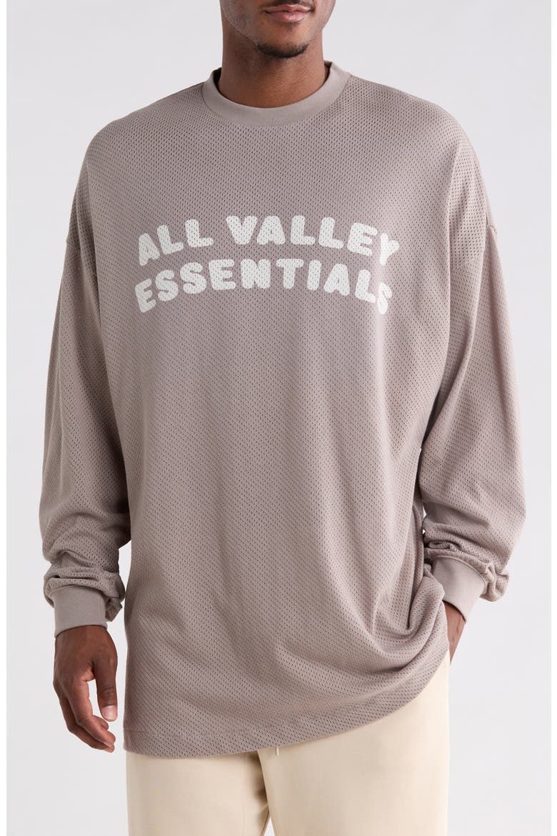 Merch Oversize Long Sleeve Cotton Mesh Graphic T-Shirt, Main, color, SEAL