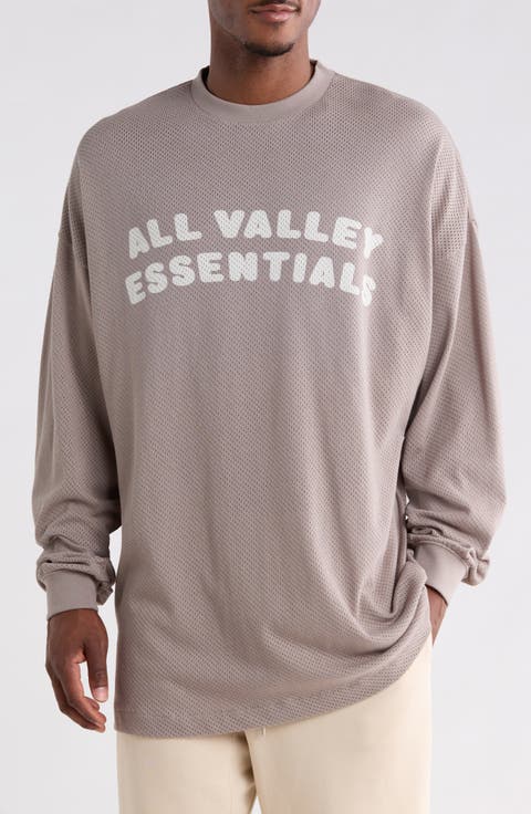Merch Oversize Long Sleeve Cotton Mesh Graphic T-Shirt