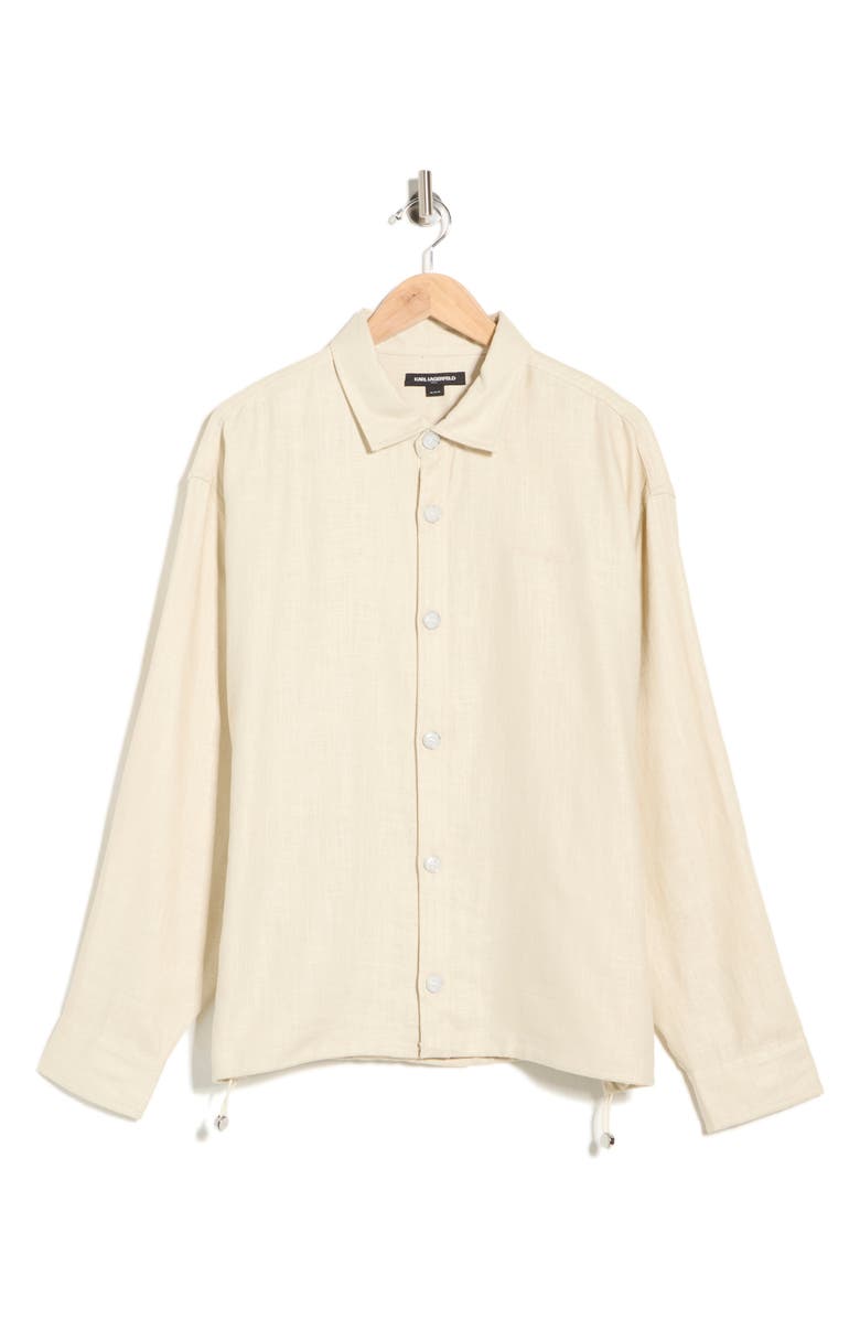 KARL LAGERFELD PARIS Long Sleeve Shirt Jacket, Alternate, color, Natural