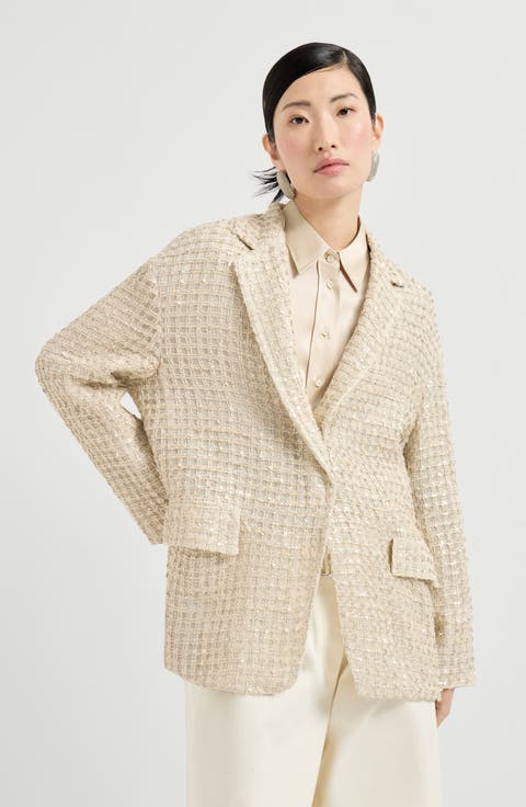 Blazer with dazzling net embroidery