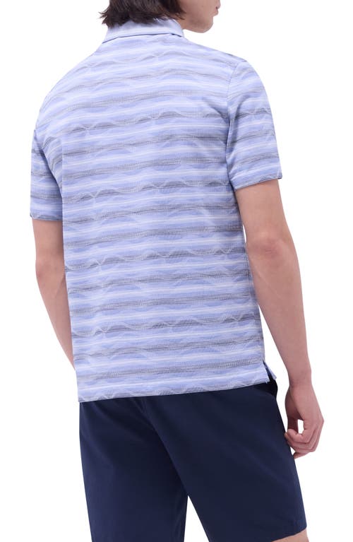 Bugatchi Wavy Stripe Cotton Polo In Classic Blue