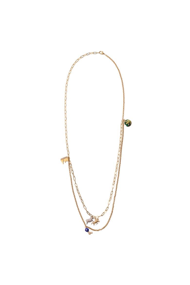 Charm Double Layer Necklace, Main, color, Gold/multicolour