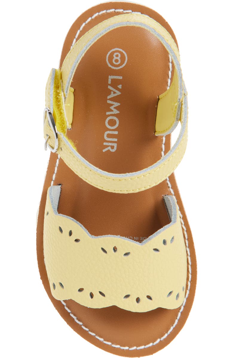 L'AMOUR Kids' Ella Scalloped Ankle Strap Sandal, Alternate, color, Limo