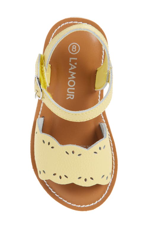 L'amour Kids' Ella Scalloped Ankle Strap Sandal In Yellow