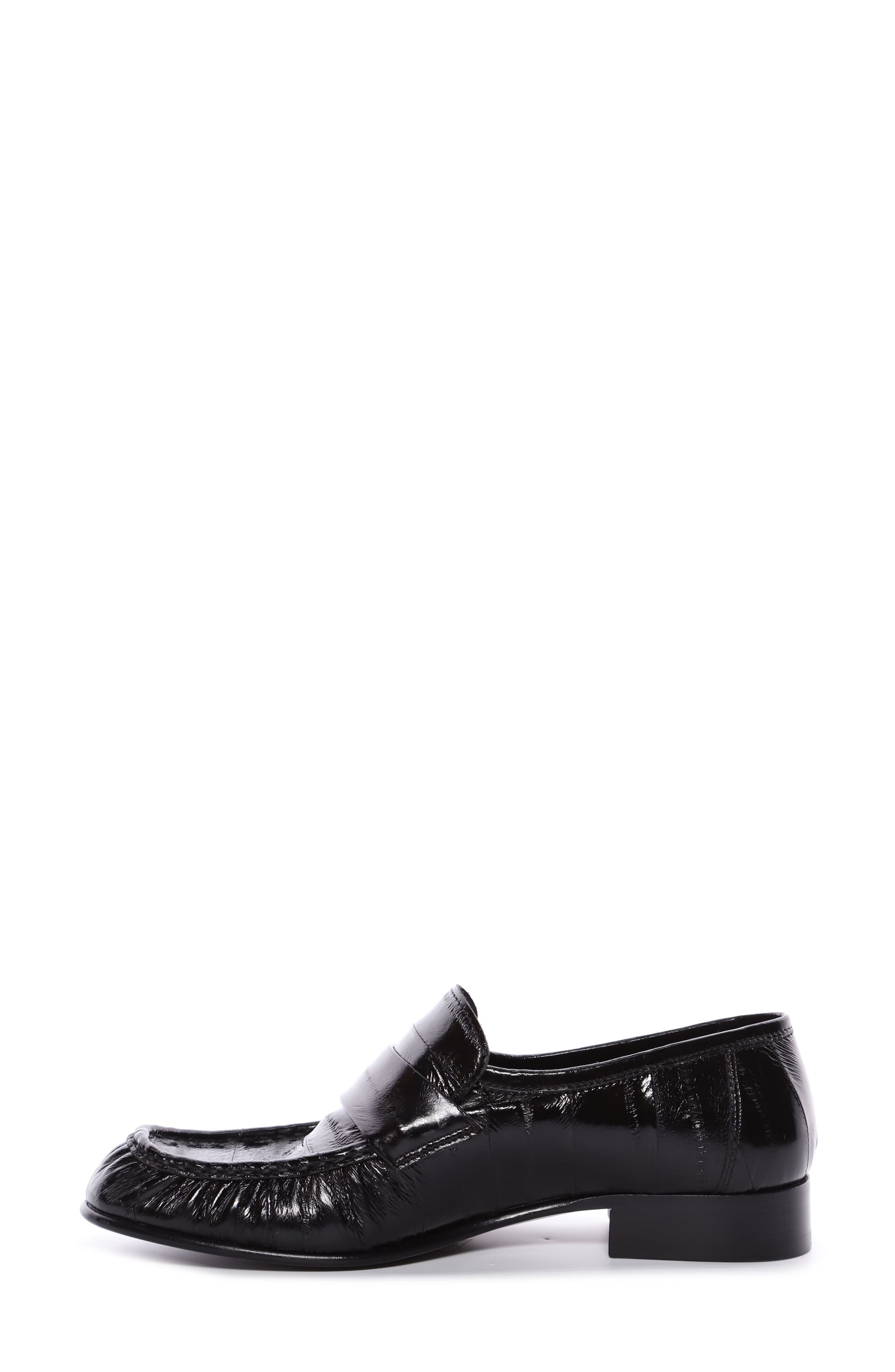 Soft Eelskin Loafer, Alternate, color, BLACK BLACK