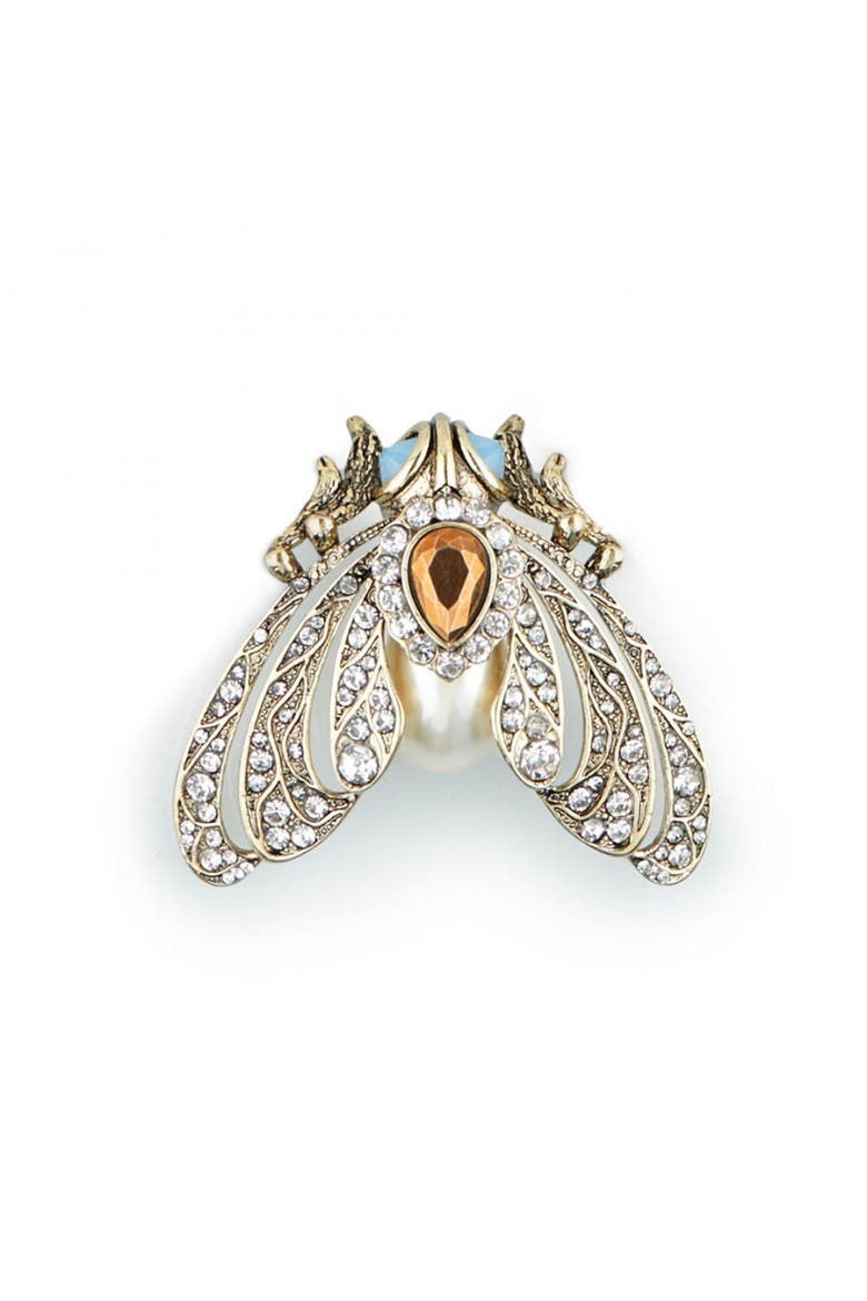 Moth Brooch - Cream Pearl, Main, color, Moth