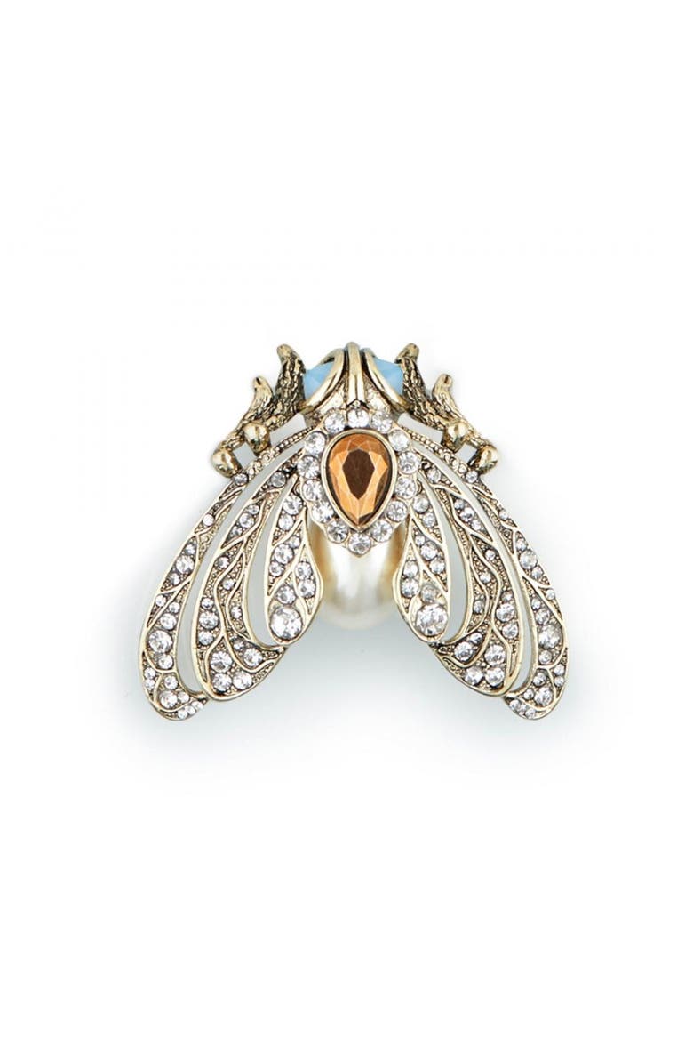 Bill Skinner Studio Moth Brooch - Cream Pearl, Main, color, Moth