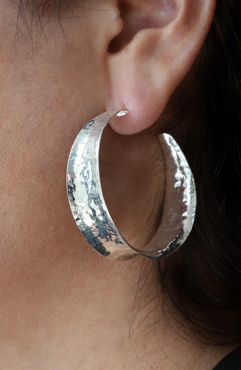 ARGENTO VIVO Hammered Hoop Earrings, Alternate, color, Silver