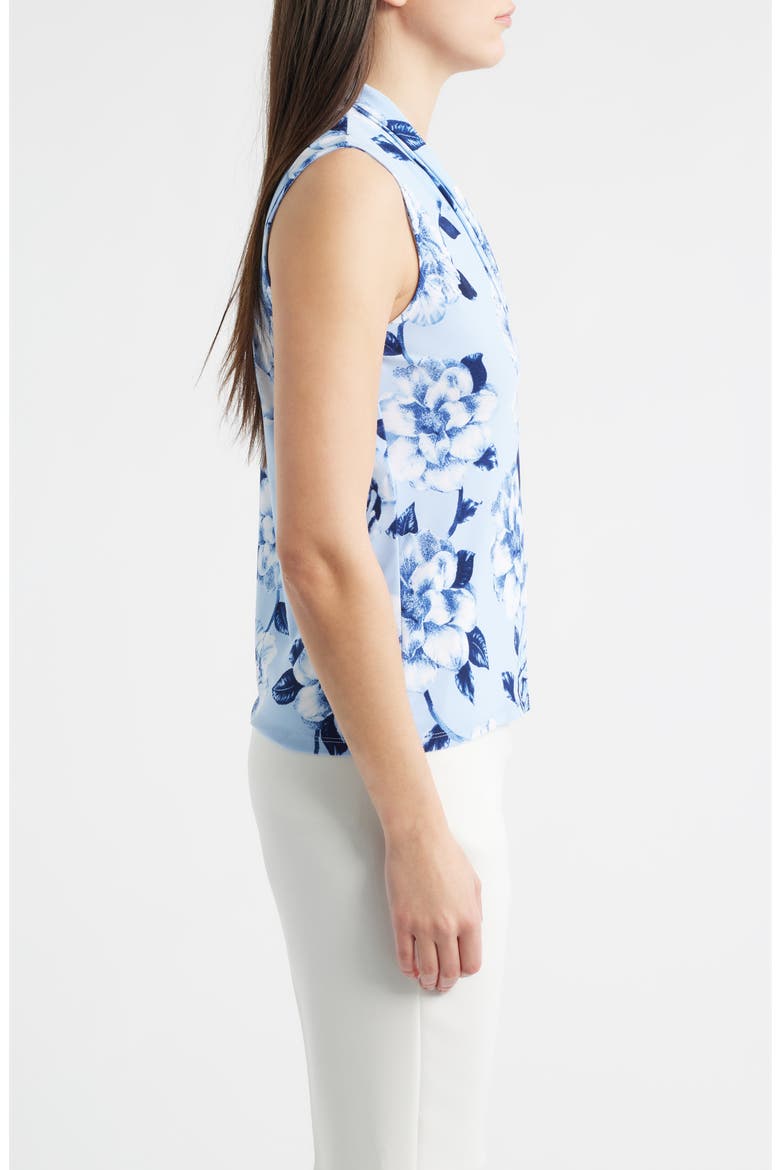 Floral Triple Pleat V-neck Top, Alternate, color, LAKESHORE MULTI