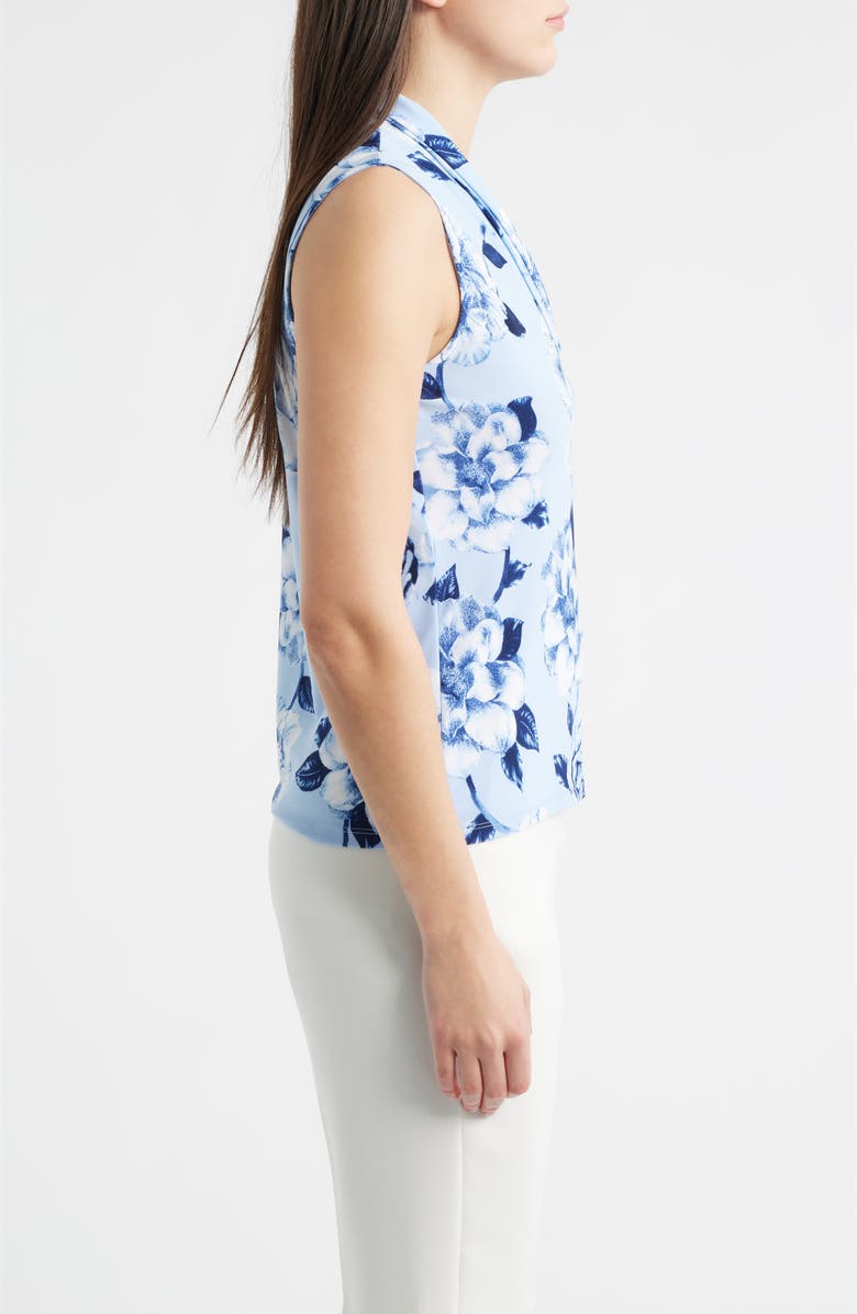 Anne Klein Floral Triple Pleat V-neck Top, Alternate, color, 