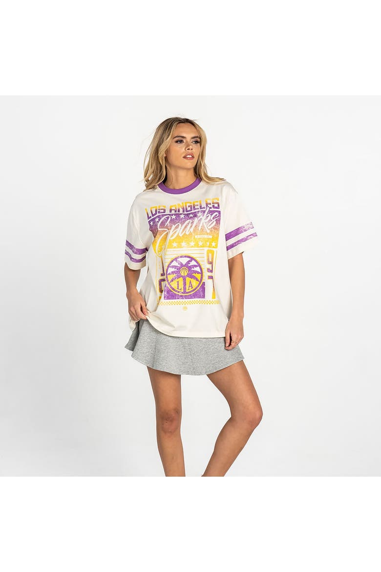 Women's The Wild Collective White Los Angeles Sparks Vintage Drop-Shoulder Oversized T-Shirt, Alternate, color, White