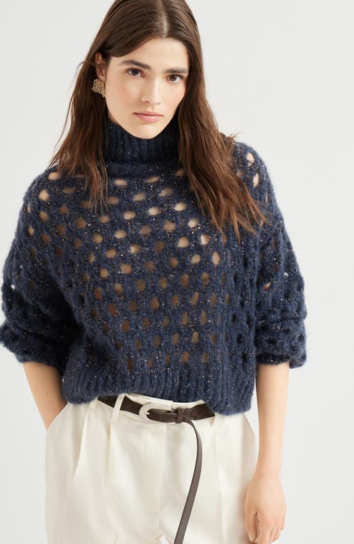 Brunello Cucinelli Dazzling Net Sweater In Black