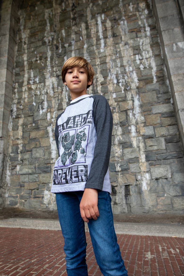 Avengers 2-Piece Long Sleeve T-Shirts, Alternate, color, Grey Black Panther