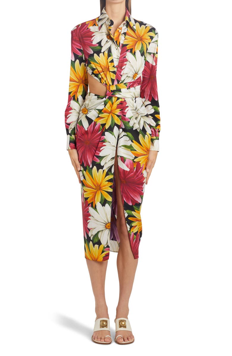 Etro Abito Floral Long Sleeve Stretch Cotton Shirtdress, Main, color, 