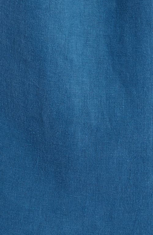 Alex Crane  Ola Linen Short Sleeve Button-up Shirt In Blue