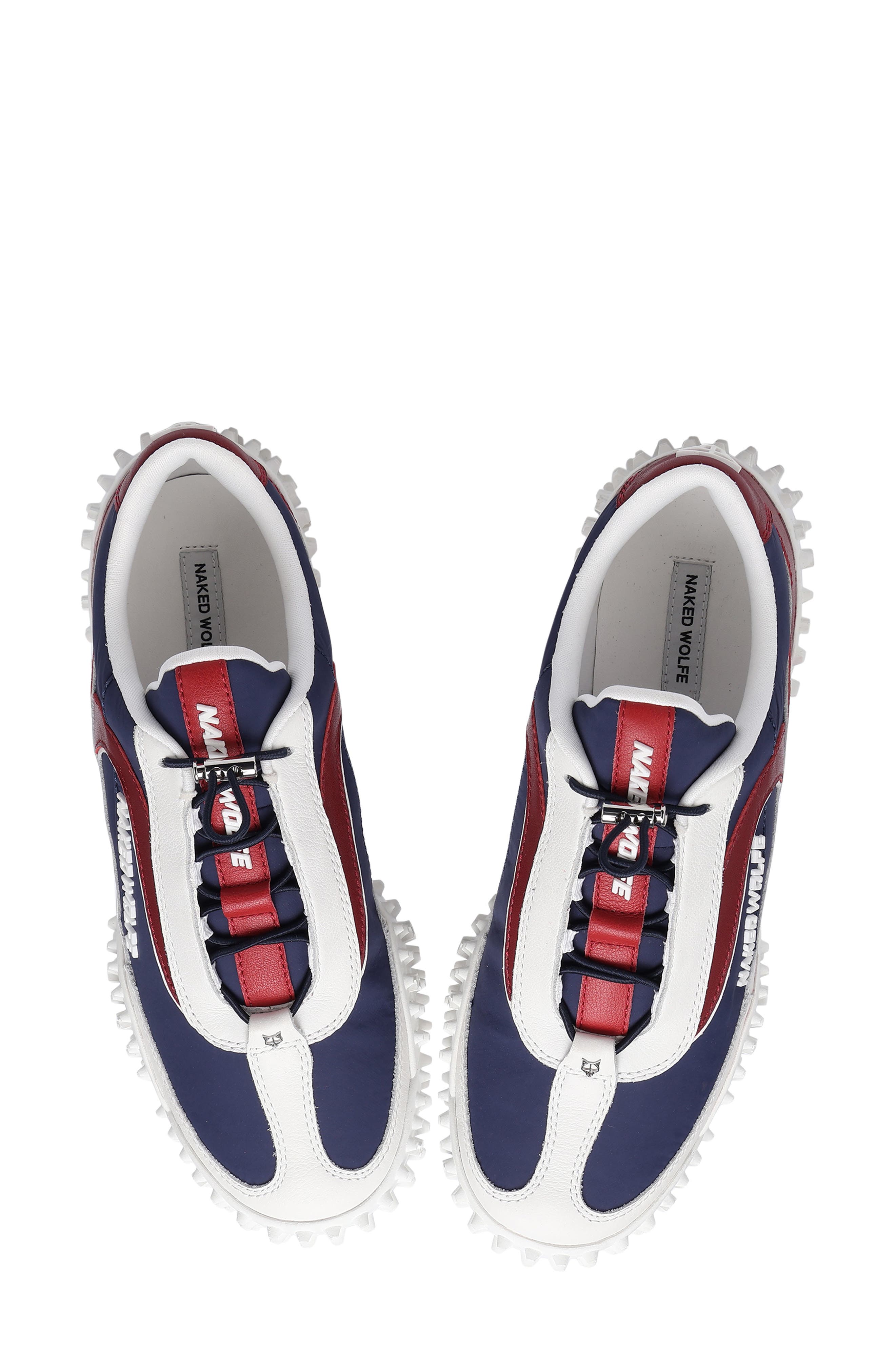 Naked Wolfe Lace-Up Sneaker, Alternate, color, Red Blue White Nylon Leather
