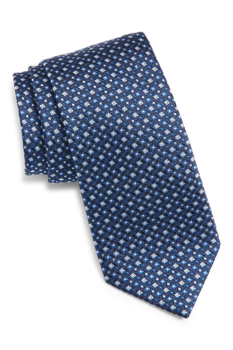 Neat Silk Tie, Main, color, NAVY