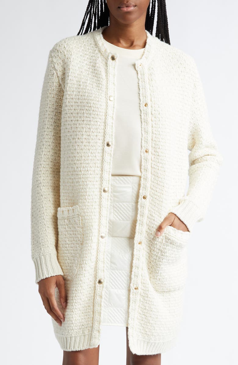 Moncler Mixed Media Down Cardigan, Main, color,