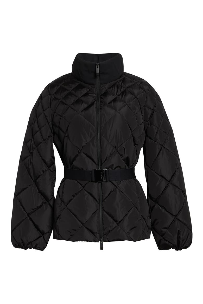 Balsamine Belted Water Repellent Quilted Down Jacket, Alternate, color, BLACK