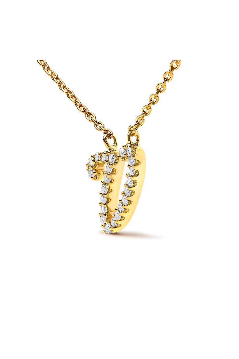 14K Gold Diamond Accent "A-Z" Initial Script Style Pendant Necklace, Alternate, color, Yellow Gold | V