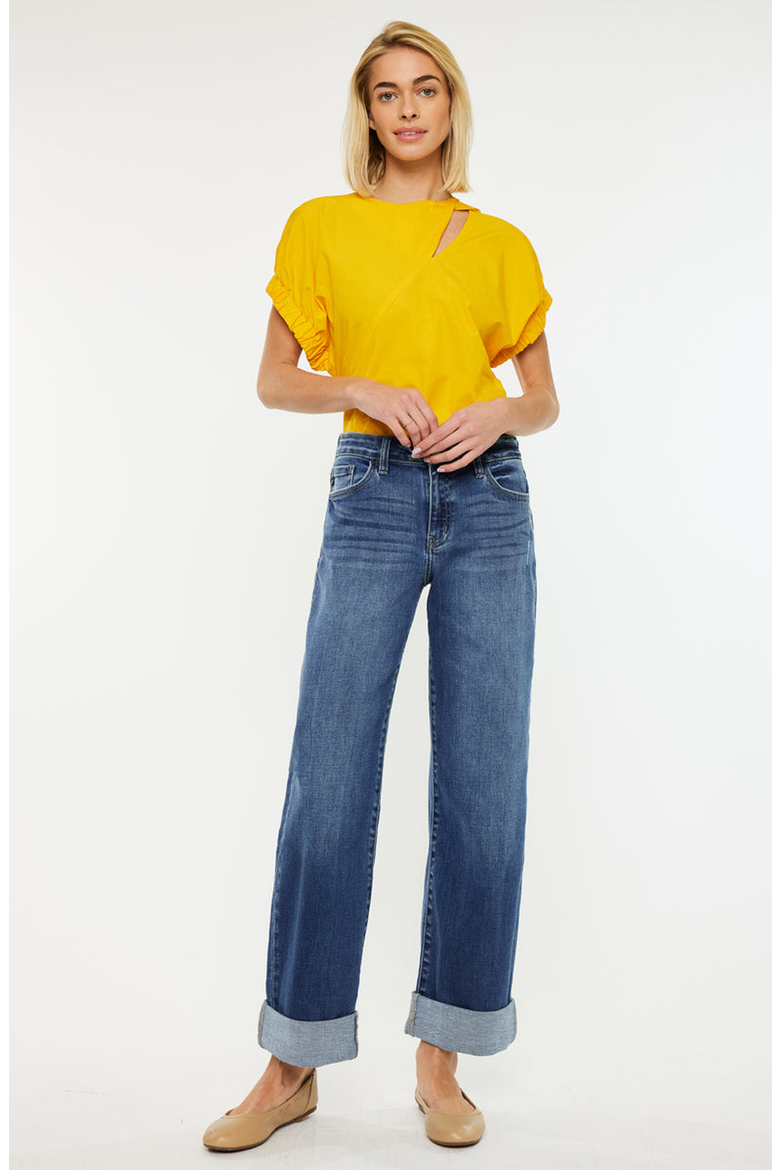 Ivanna Essentials High Rise Wide Leg Jeans, Main, color, Medium Wash