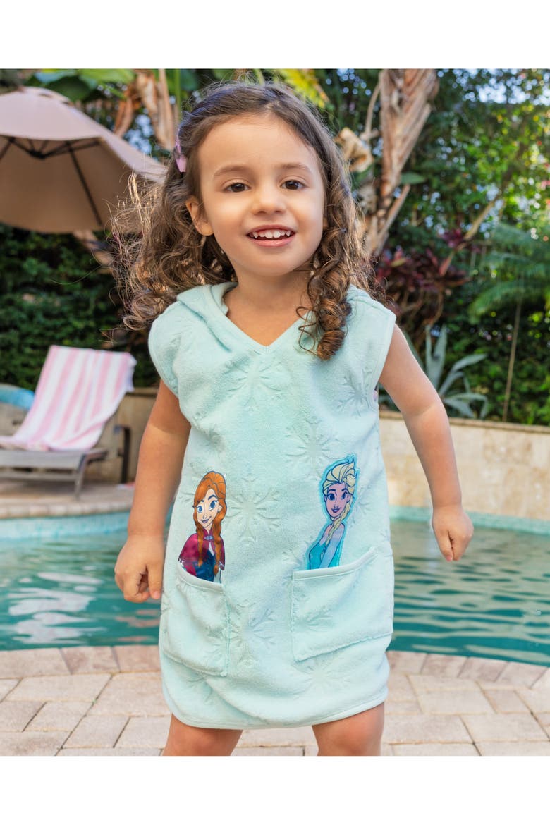 Princess Hooded Swimwear Cover Up, Alternate, color, Anna Elsa Light Blue