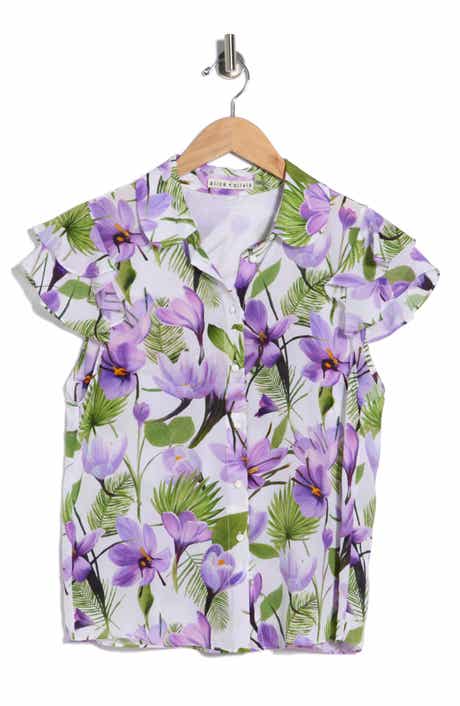 Alice + Olivia Ziggy Ruffle Cap Sleeve Top