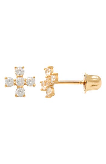 A & M A&m 14k Yellow Gold Cz Stud Earrings In Yellow Gold