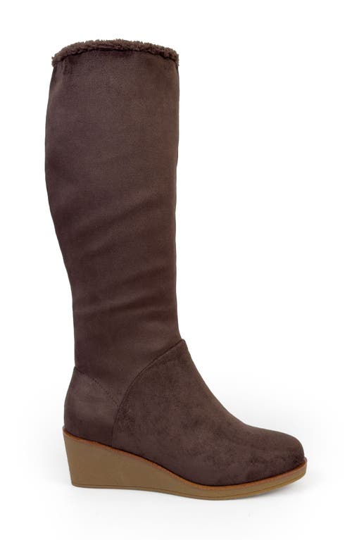 Aerosoles Binocular Faux Shearling Lined Wedge Boot In Brown