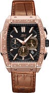 JBW Men's Echelon Diamond Chronograph Croc Embossed Leather Strap Watch, 41mm