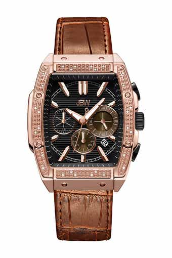 JBW Men's Echelon Diamond Chronograph Croc Embossed Leather Strap Watch, 41mm