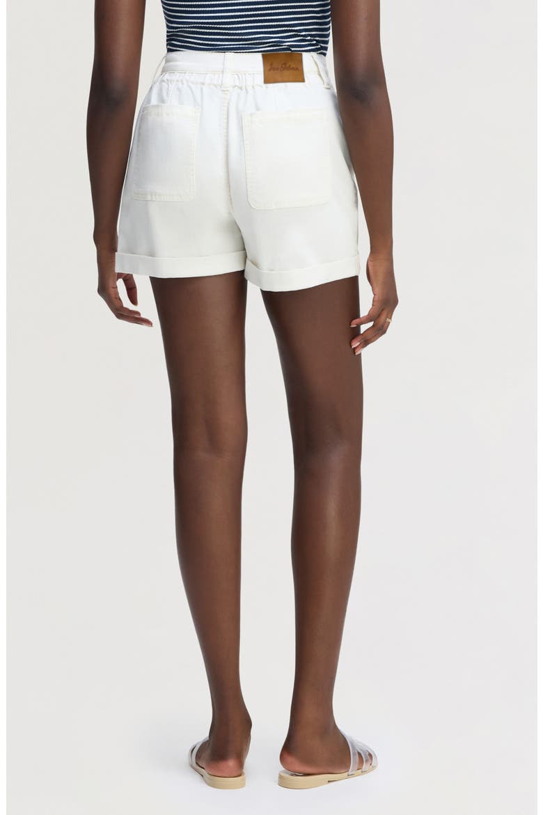 Embroidered Eyelet Paperbag Waist Denim Shorts, Alternate, color, ECRU