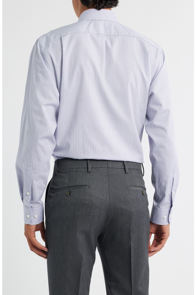 Traditional Fit Microplaid Premium Non-Iron Cotton Dress Shirt, Alternate, color, PURPLE ANTINORI PLAID