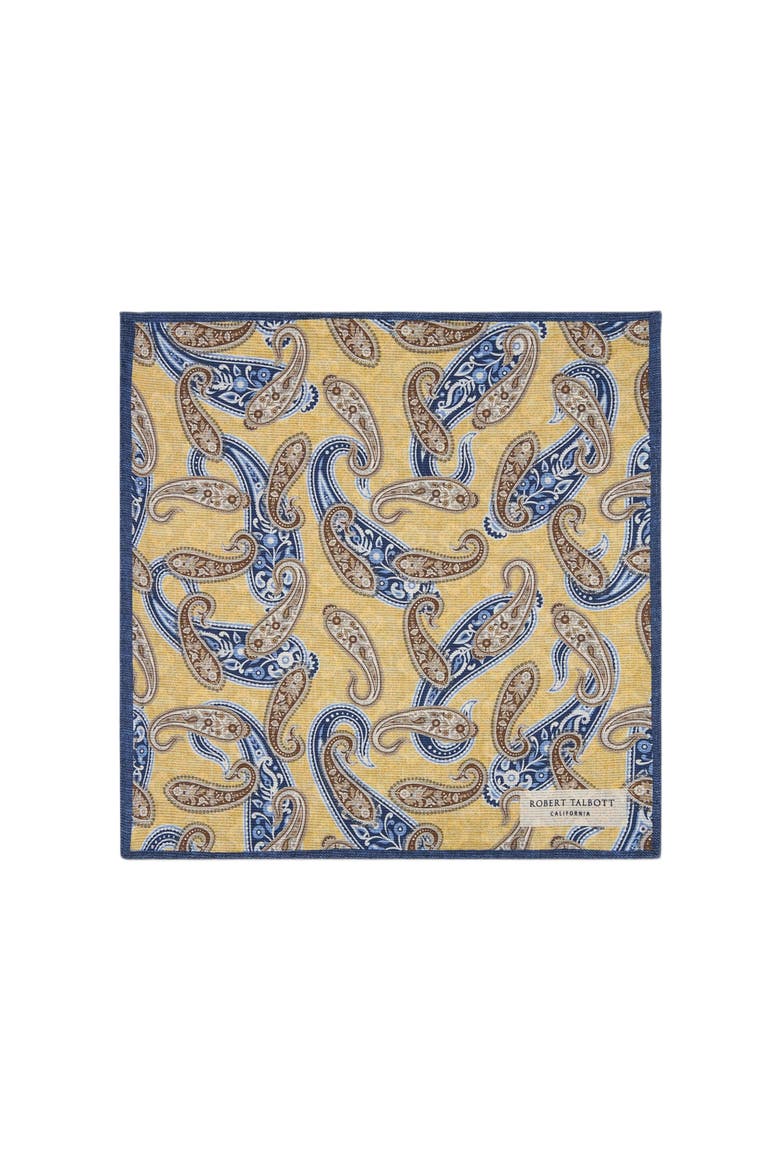 Collins Double Print Pocket Square, Main, color, Yellow Multi