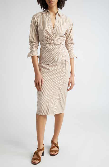 Wright Stripe Long Sleeve Cotton Shirtdress