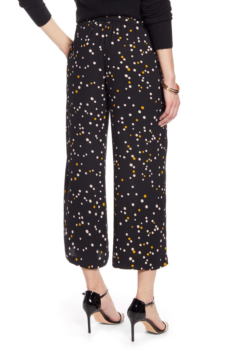 Wide Leg Crop Pants, Alternate, color, BLACK- PINK MIXED DOT