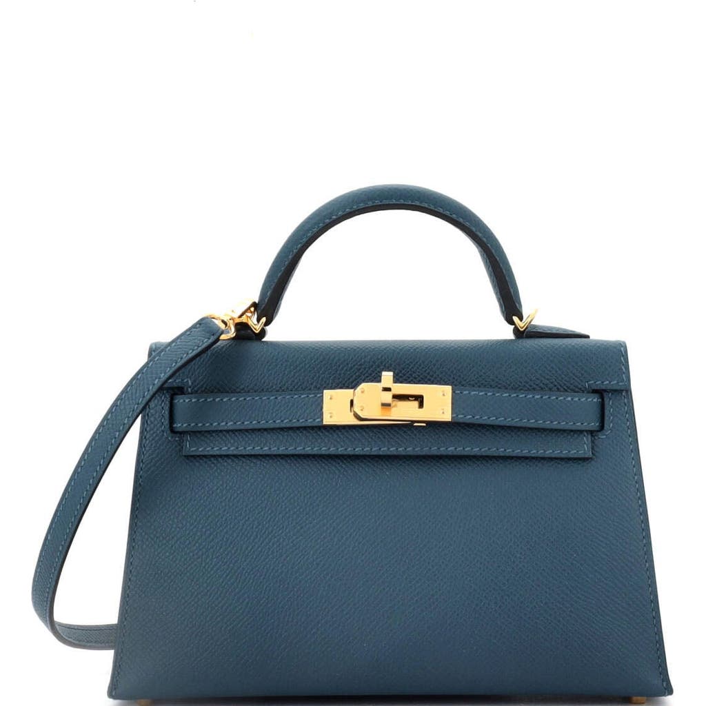 Pre-owned Hermes  Hermes Kelly Mini Ii Bag Blue Epsom With Gold Hardware 20 In Blue