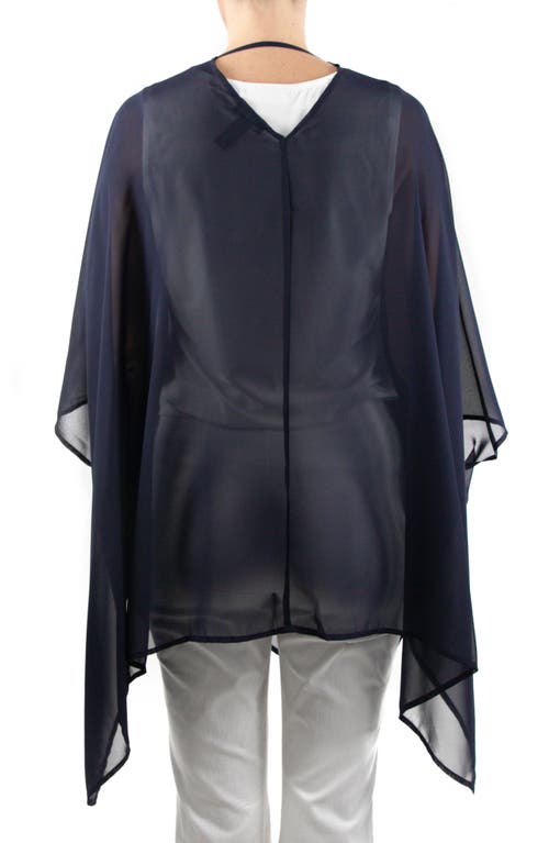 Nina Leonard Semi Sheer Open Front Topper In Navy