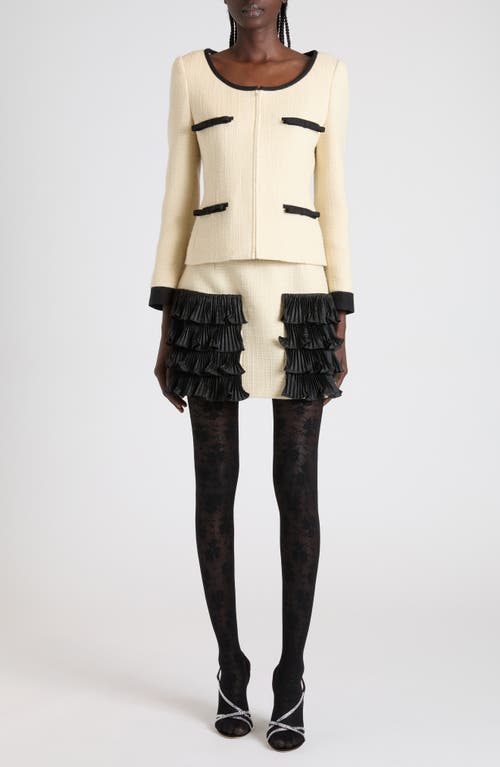 Valentino Contrast Ruffle Tweed Miniskirt In Multi