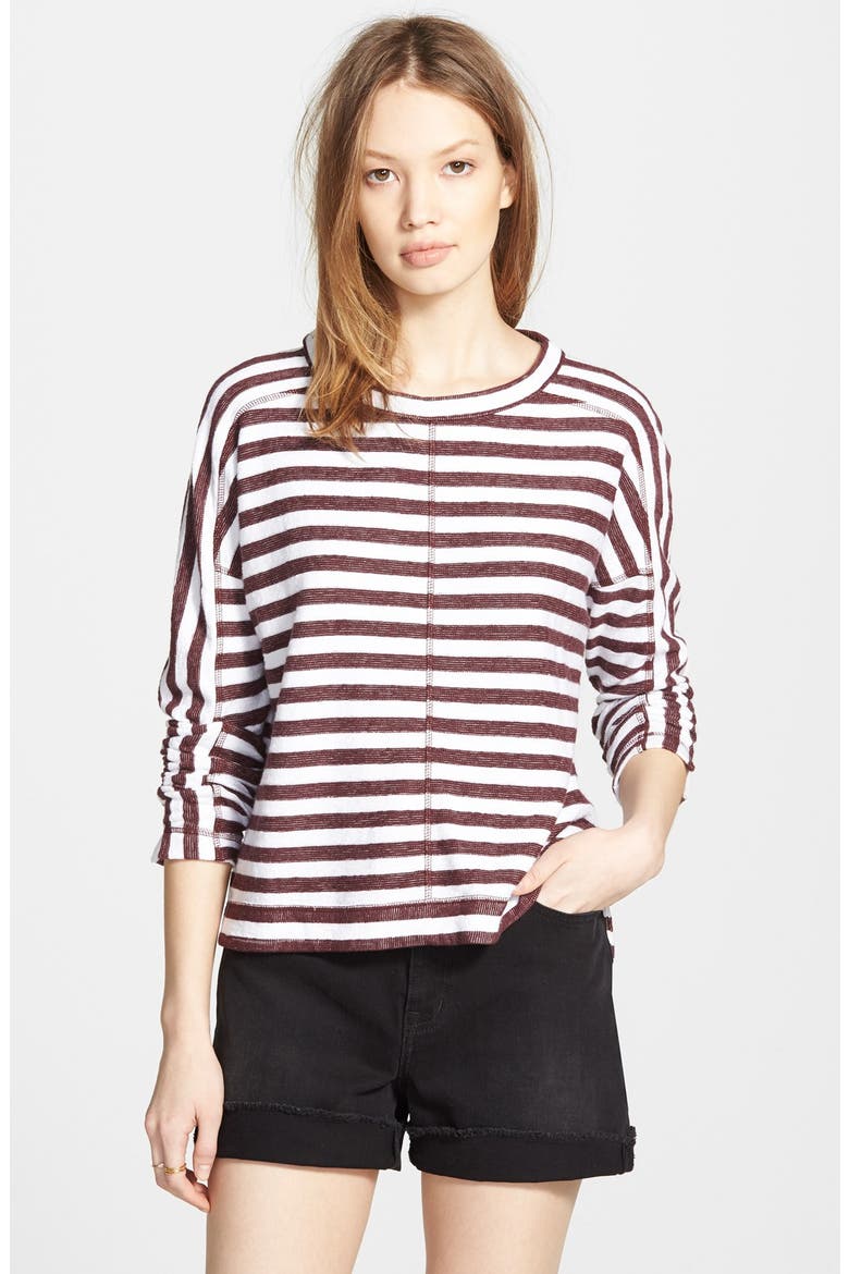 Stripe Pullover Sweatshirt, Main, color, RED ROCK